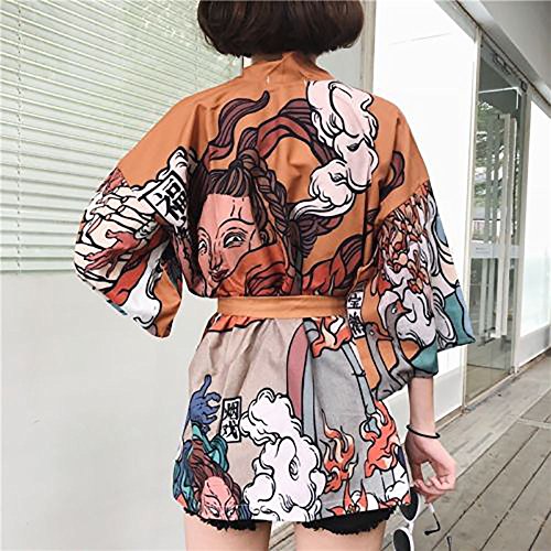 Women Japanese Kimono Cardigan Coat Yukata Outwear Tops Vintage Japanese Style (# 2)