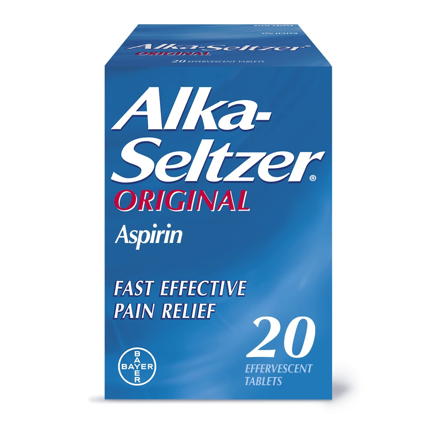 Alka-Seltzer Original Effervescent Tablets with Aspirin, Fast and Effective Pain Relief for Cold and Flu, 1 Pack of 20