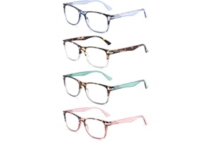 Loycco 2/4/5 Pack Square Reading Glasses Blue Light Blocking Readers Spring Hinge for Women Men