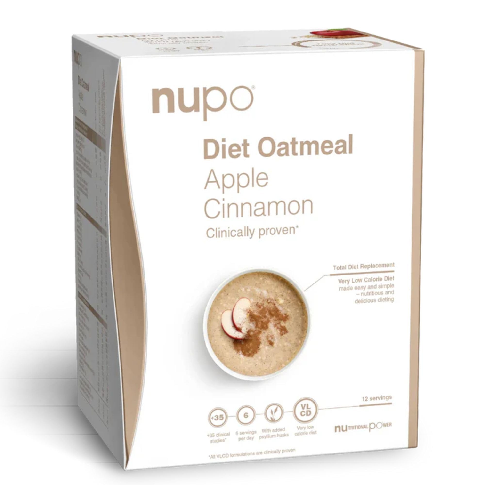 NUPO Diet Meal Replacement for Weight Loss (Oatmeal Apple-Cinnamon, 12 Servings) | Very Low Calorie Ready Meal for Weight Management | Gluten Free Vegan Ready Meals | GMO Free Just Add Water Meals — image 1