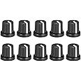 uxcell 10Pcs 6mm Splined Shaft Hole Knob for Speaker Effect Pedal Amplifier Black Potentiometer Knob White Mark