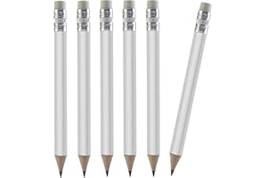 TH Golf 100pcs Golf Pencils, 4 Inch Mini Half Pencils with Eraser Sharpened Wood Mini Round for Schools Wedding Toddlers Home Corporate Multiple Colours (White)