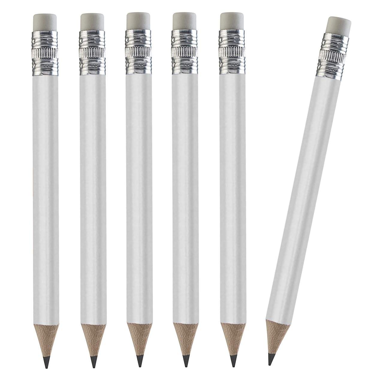 TH Golf 100pcs Golf Pencils, 4 Inch Mini Half Pencils with Eraser Sharpened Wood Mini Round for Schools Wedding Toddlers Home Corporate Multiple Colours (White)
