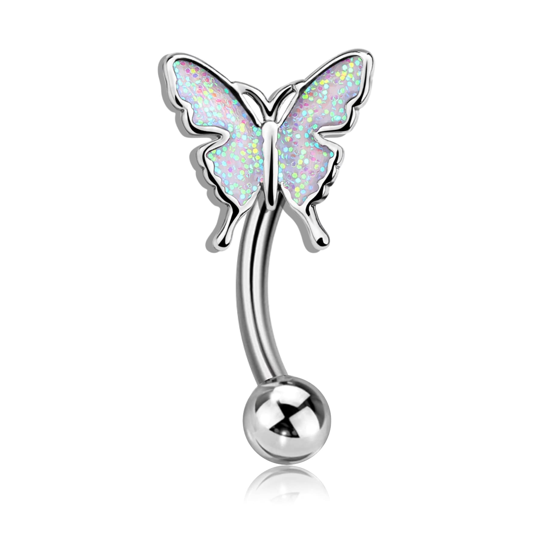 Meligthing 16G Butterfly Rook Earrings Curved Barbell Piercing Cartilage Earrings 316L Stainless Steel Helix Jewelry Eyebrow Rings Rook Piercing Jewelry