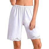 Women Loose Half Slip Shorts Loose Fit Lace Trim Pettipants Culotte Slip Bloomers Split Underwear Shorts