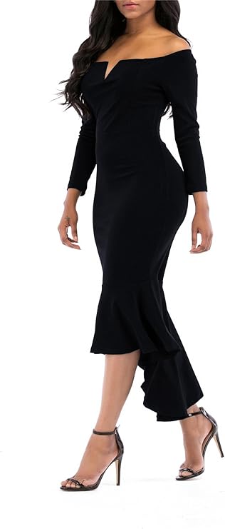 fishtail midi dress with sleeves