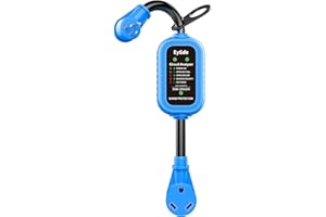 EyGde 30 Amp to 110V RV Adapter with Surge Protector 5000Joules, Patented 15Amp to 30Amp RV Power Adapter NEMA 5-15P to TT-30R, Circuit Analyzer Power Guard for Camper Travel Trailer (15M/30F, Blue)