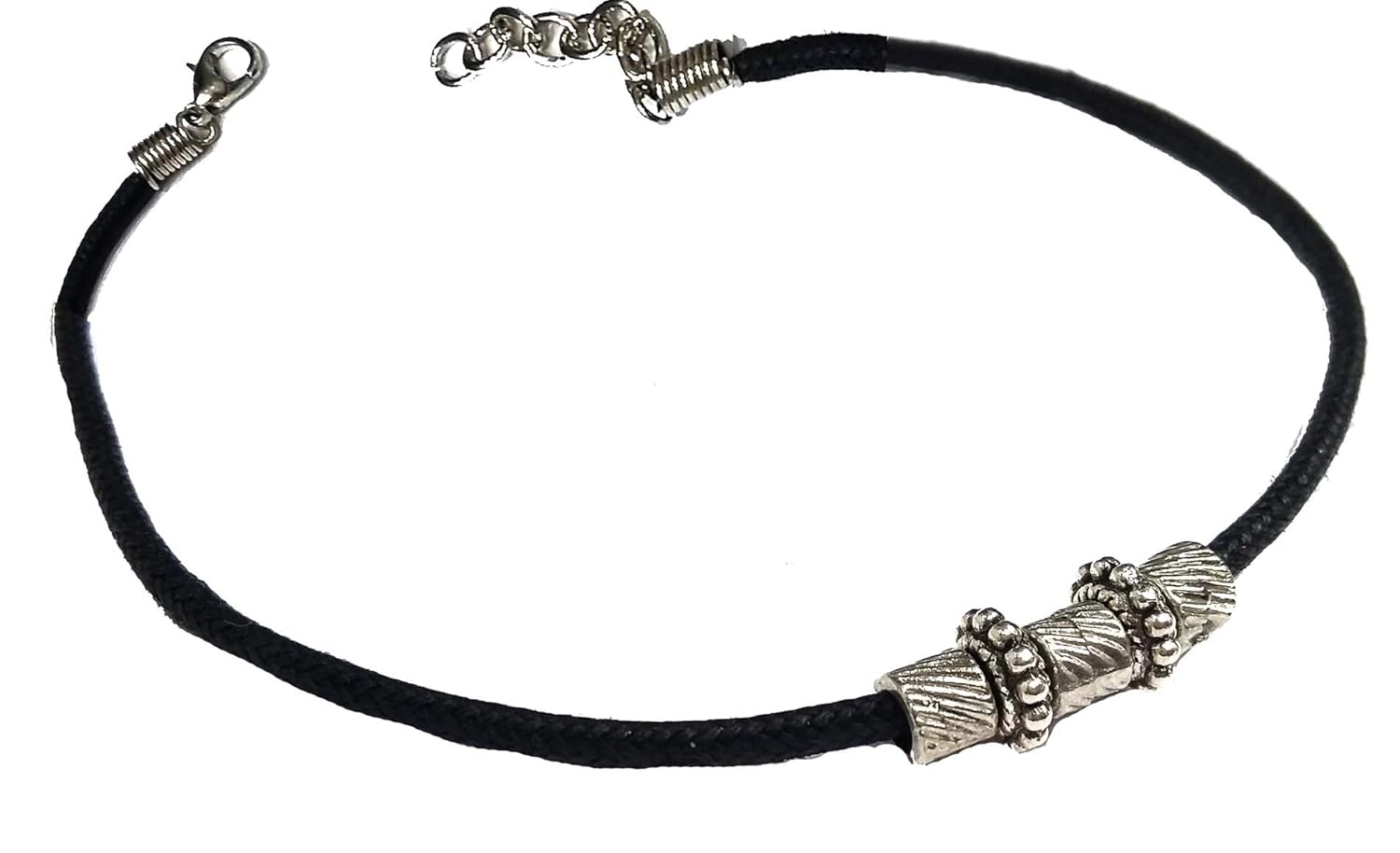 gurjari black leather anklet for women