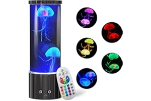 KIKILIVE Jellyfish Lamp, LED Jellyfish Tank Table Lamp with Remote Control,17 Color Changing Dimmable Aquarium Night Light for Home Decor & Christmas Birthday Gifts