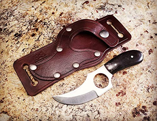 Skinning Knife and Quickdraw Holster - Fixed blade with handmade leather sheath