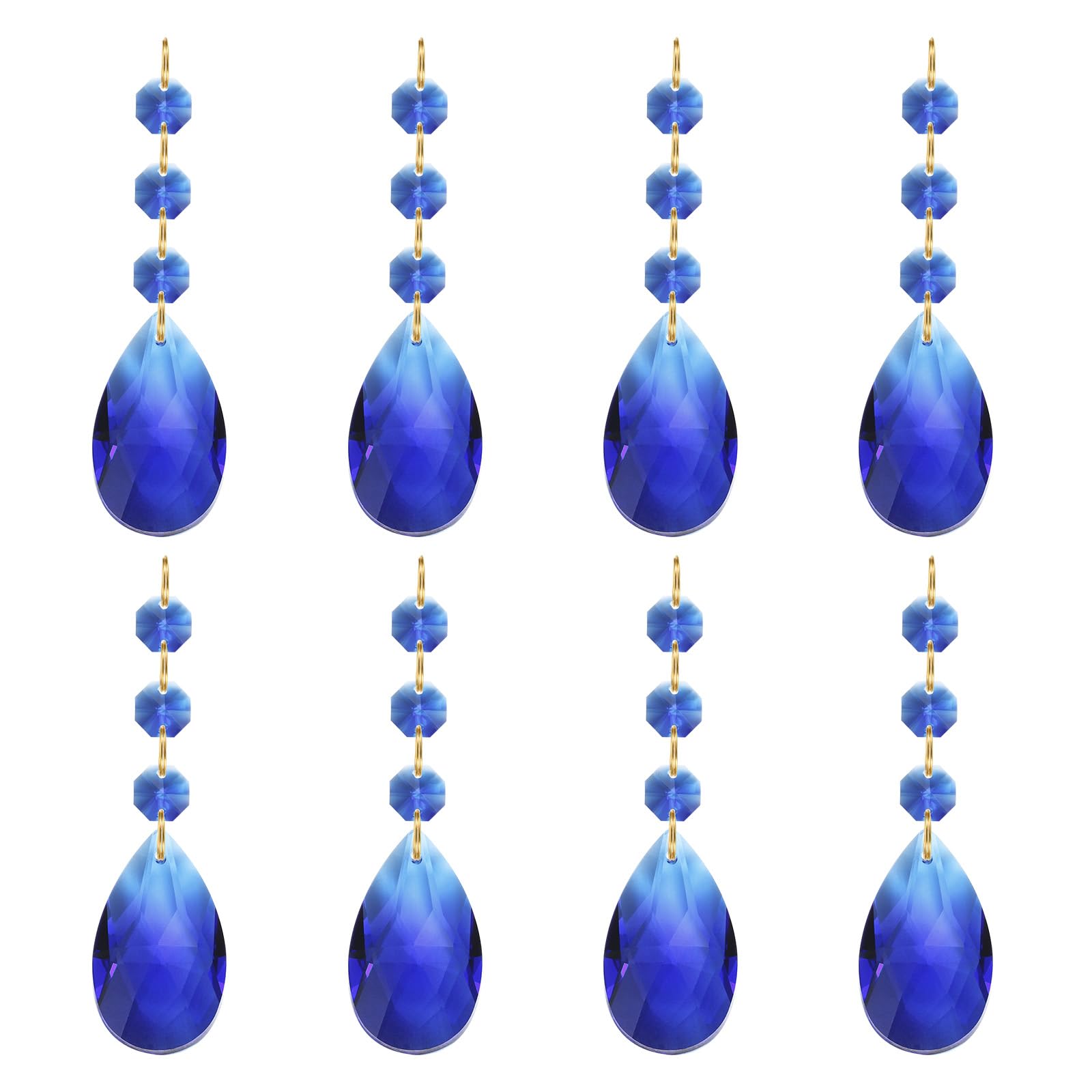 PATIKIL Teardrop Crystal Chandelier Pendants Beads, 8 Pack 100mm Length 38mm Chandelier Prisms Parts Ornaments Hanging Beads for DIY Arts Crafts Decoration, Dark Blue