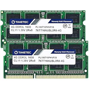 Timetec 8GB KIT (2x4GB) DDR3L / DDR3 1600MHz PC3L-12800 / PC3-12800 Niet-ECC ongebufferd 1,35V / 1,5V CL11 2Rx8 Dubbele…