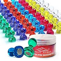 Magnetic Push Pins by White Kaiman 50 Count Push Pin Magnets for Whiteboard, Refrigerator Magnets, Calendar Magnets, Locker, or Map Multi Use Thumbtacks Magnet Pins (Multi-Color)