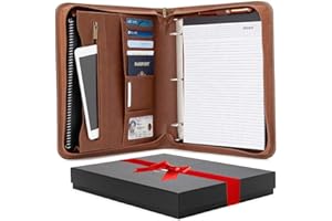 Forevermore Portfolio Padfolio with Zippered Closure, Removable 3 Ring Binder & Bonus Letter Size Writing Pad/Interview & Res