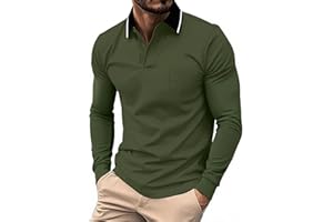 ZITY Long Sleeve Shirt Men Polo Shirts Golf Shirts Collared Casual Work Pullover Shirts Workwear Office with Pockets M-3XL