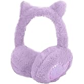BAOPLAYKIDS Cute Animal Earmuffs for Girls Women Winter Soft Plush Ear Warmers Outdoor Ear Muffs With Cat Ears