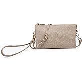 JEN & CO. Riley Small Crossbody Bags for Women Vegan Leather Wristlet Clutch Wallet Purses Handbags with 2 Straps