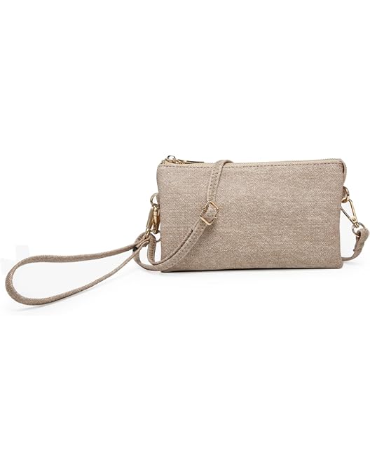 JEN & CO. Riley Vegan Leather Crossbody Bag For Women - Small Clutch/Purse With Wristlet & Strap In Clay Color