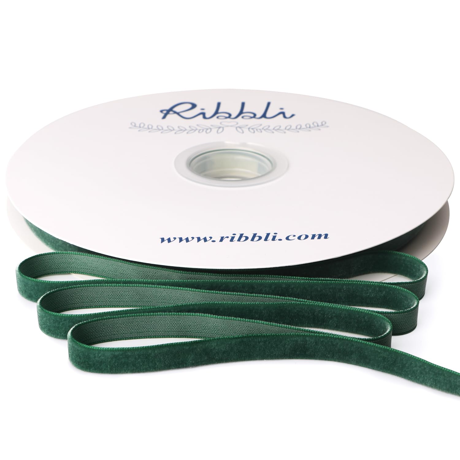 Photo 1 of Ribbli Forest Green Velvet Ribbon 3/8 Inches Continuous 25 Yard Spool Forest Green Christmas Ribbon for Gift Wrapping Crafts Home Decor