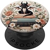 Aesthetic Cottagecore Dragon Books Bookworm Bookish Flowers PopSockets Adhesive PopGrip