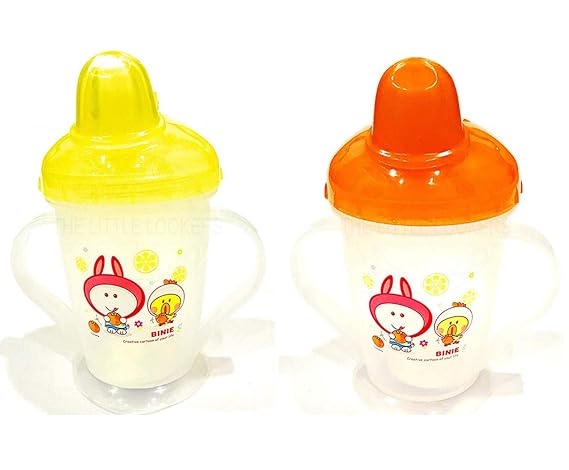 THE LITTLE LOOKERS Premium Quality Bpa Free Unbreakable Sippy Cup(Sipper Mugs for Kids/Children/Babies/Infants)Soft Spout Infant PP Water/Juice Training Sipper Cup With Handles 200ml(Yellow & Orange)