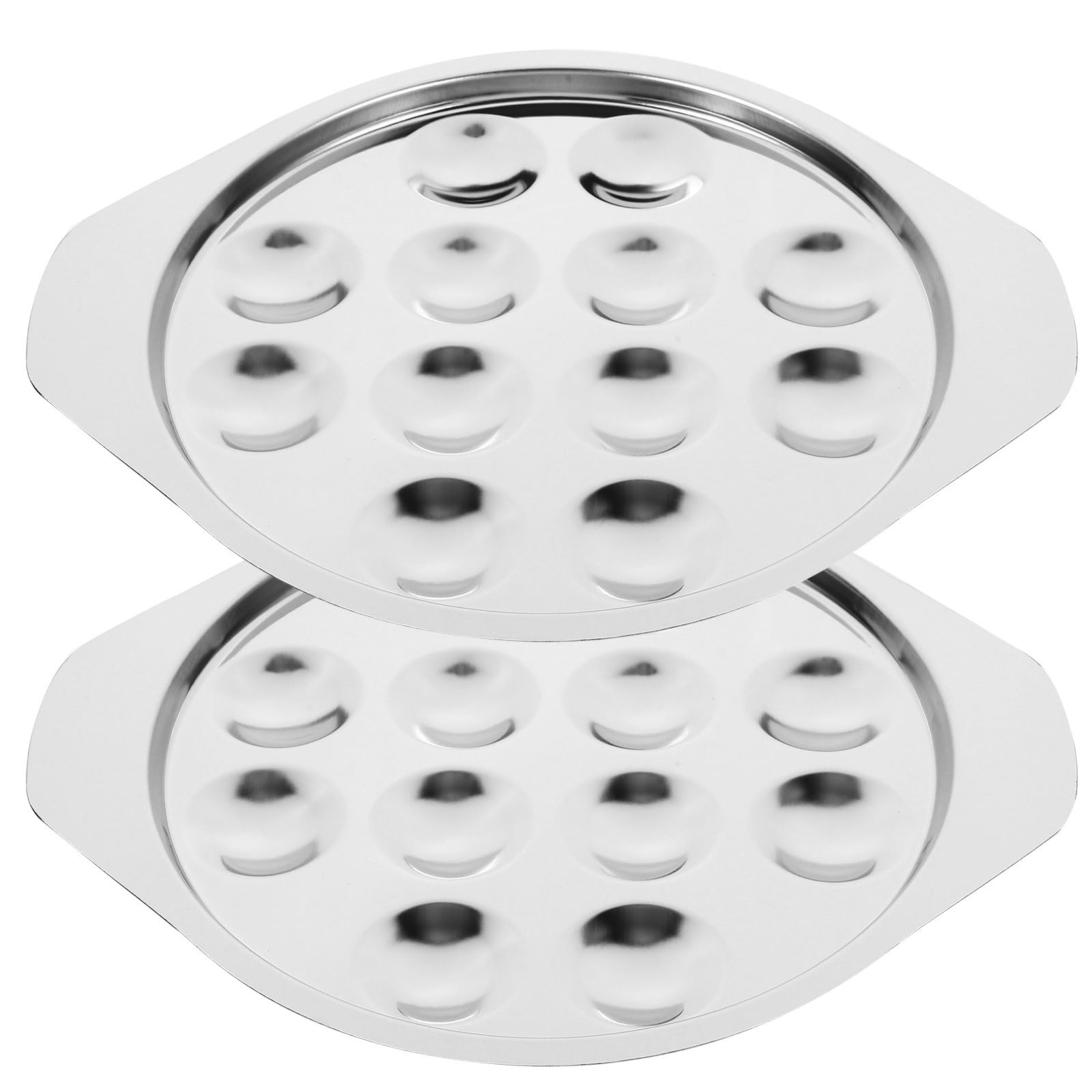2Pcs Stainless Steel Escargot Plate with 12 Compartments, Snail Baking Tray for Serving Escargot, Oysters, Clams, and Seafood, Oven and Dishwasher Safe, 7.5 Inch Silver Kitchen Gadget