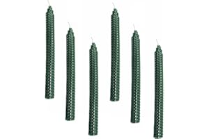 XIANGZHU Set of 6 Dark Green Beeswax Taper Candles, Premium Quality Hand-Rolled 9 Inch Smokeless Dripless Uncented Long Candles for Wedding, Party, Home Décor, Holiday, Birthday