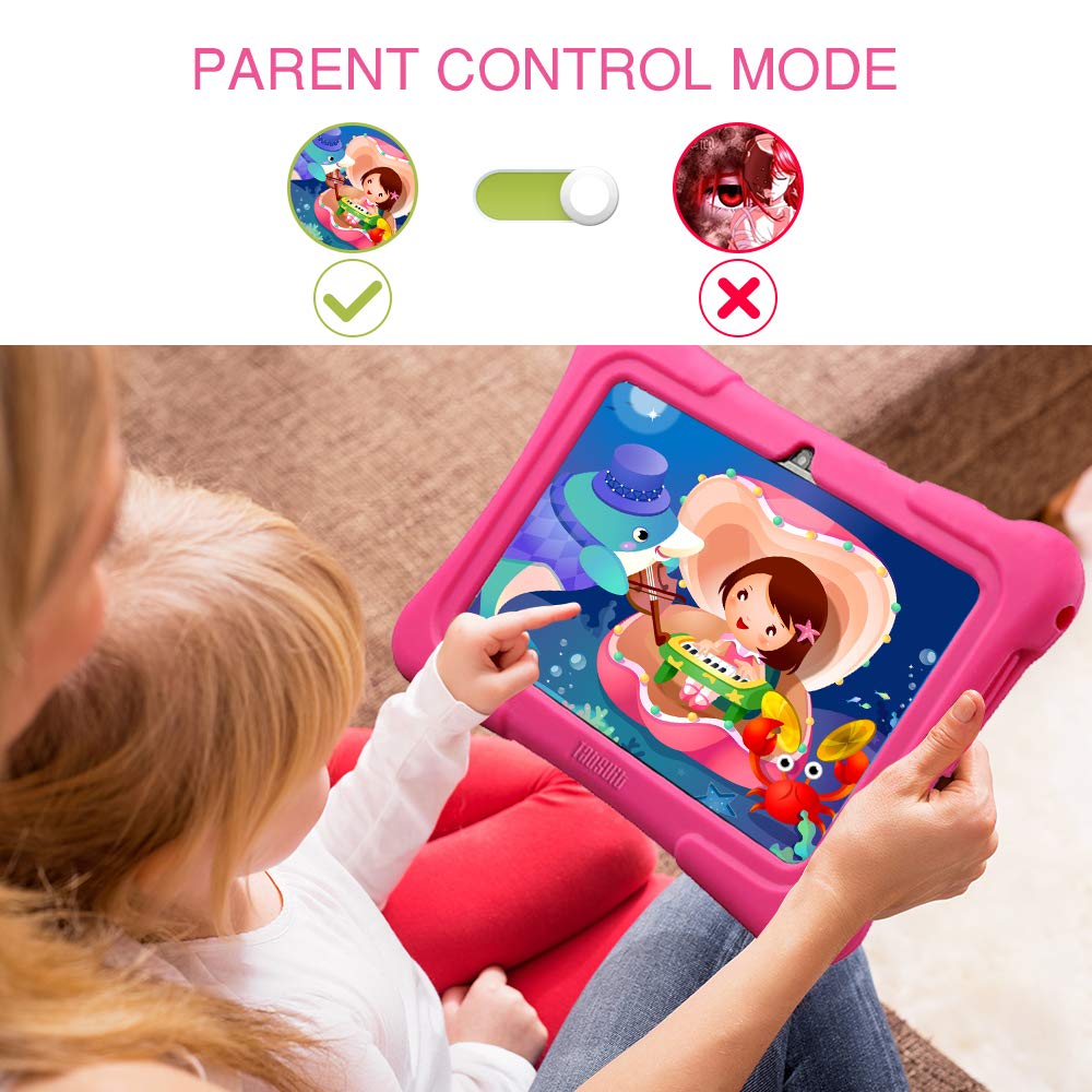 Dragon Touch Y88X Plus Kids Tablet, Android 7.1 inch IPS Display 1GB Ram 8GB Rom Kidoz & Google Play Pre-Installed with Case (Pink)