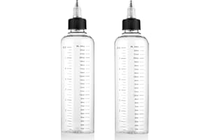 COMNICO 2 Pack Applicator Bottle for Hair 8.5oz Soft Squeeze Empty Oil Dispenser Hair Color Applicator Root Hair Dye PET Plastic Refillable Bottles for Salon Sylist with Graduated Scale and Twist Top