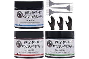 WELYEME Pet Hair Color - Permanent, Non-Toxic Dog Hair Dye - 3 Cans (5.07 oz Each) with 3 Brushes and Gloves (Red Blue Green)…