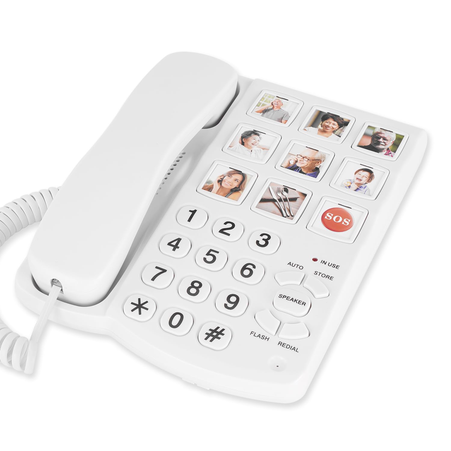 Photo 1 of Lativu Landline Phones for Seniors-Basic Big Button Phone for Seniors-White Corded Telephone Landline Phones with 9 One-Touch Dialing, Loud Ringer & Speaker for Visually and Hearing Impaired