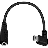 Duttek Mini USB to 3.5mm Cable, Right Angled Mini USB Male to 4 Pole 3.5mm Female Cable Cord for Active Clip Mic Microphone Adapter Cable-15cm/5.9 in