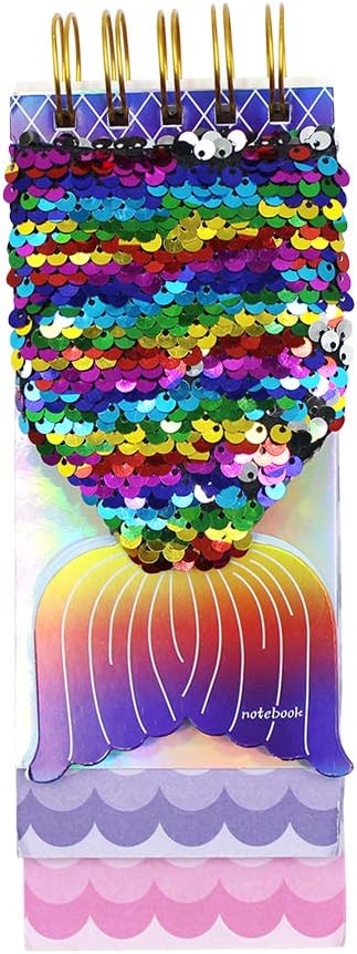 Eilova Creative Mermaid Scale Spiral Personal Travel Journal Diary Writing Planner Notebook Classic Notepad (3.1 x 8.1in, 120Sheets)