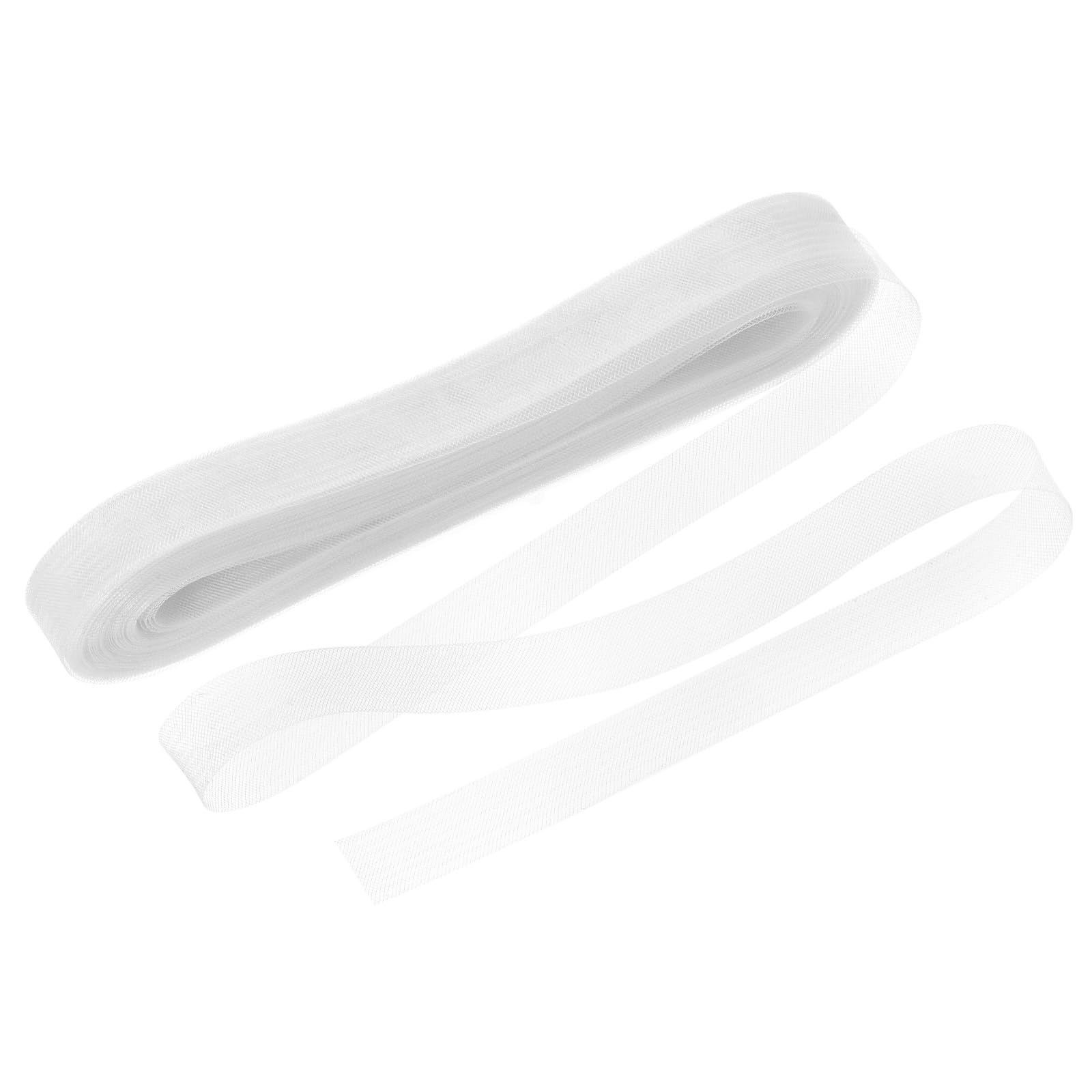 M METERXITY Stiff Horsehair Braid 1 Inch Wide 25 Yards Soft Polyester Horsehair Braid Roll for Wedding Dress/Dance Formal Dress Accessories/Skirt Boning Sewing Shaping [White]