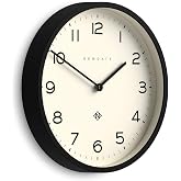 NEWGATE&reg; Number Four Echo wall Clock | Modern Round Clock | 12" | Black | Easy to read numbers | Ideal for kitchen, living room or office
