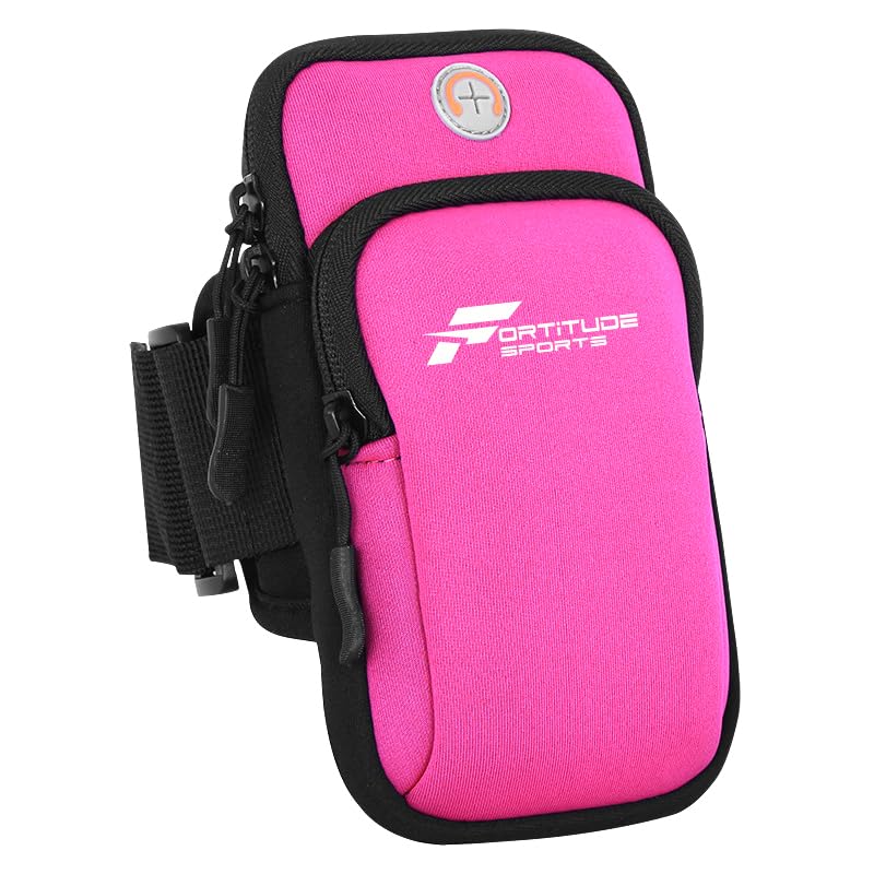 Fortitude Sports Arm Phone Holder For Running | Waterproof Phone Pouch For Jogging, Cycling, Gym | Armband Phone Holder for iPhone, Samsung Galaxy, Huawei Mobile Phones (Pink)