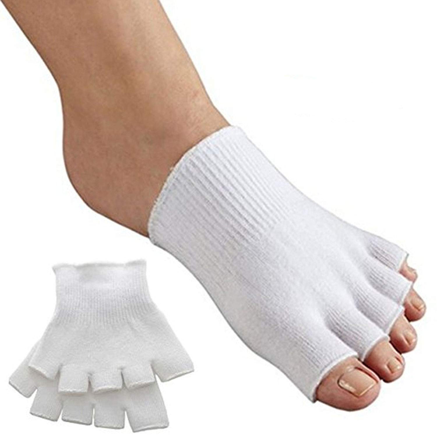 PEDIMEND Gel-Lined Compression Toe Separating Socks (1PAIR - 2PCS) | Toe Alignment Socks | Toe Separator Socks Relieves Ball of Foot Pain, Corns, Metatarsalgia, Overlapping Toes & Pinched Toes