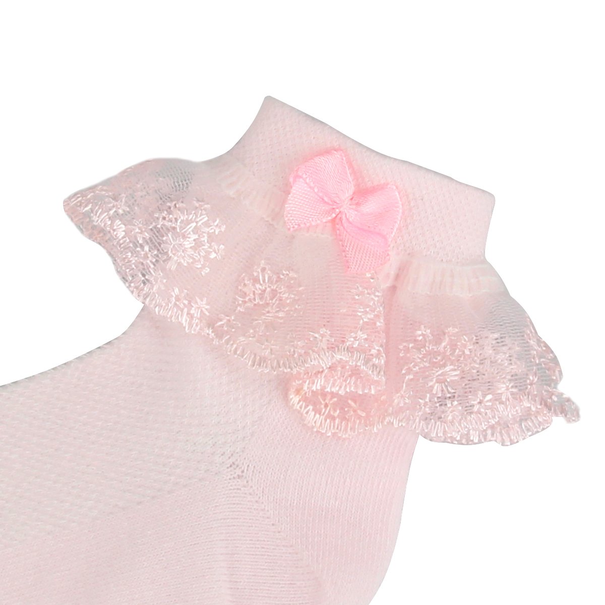 5Paires Chaussettes Princesse Fille Dentelle Lace Fantaisie en Coton Taille Unique 3Paires Rose + 2Paires Blanche