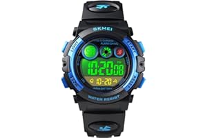 FIZILI Boys Watch Digital Sports Waterproof Outdoor Kids Watches Alarm Clock 12/24 H Stopwatch Calendar 3-15 Year Old Boys Girls Wristwatch