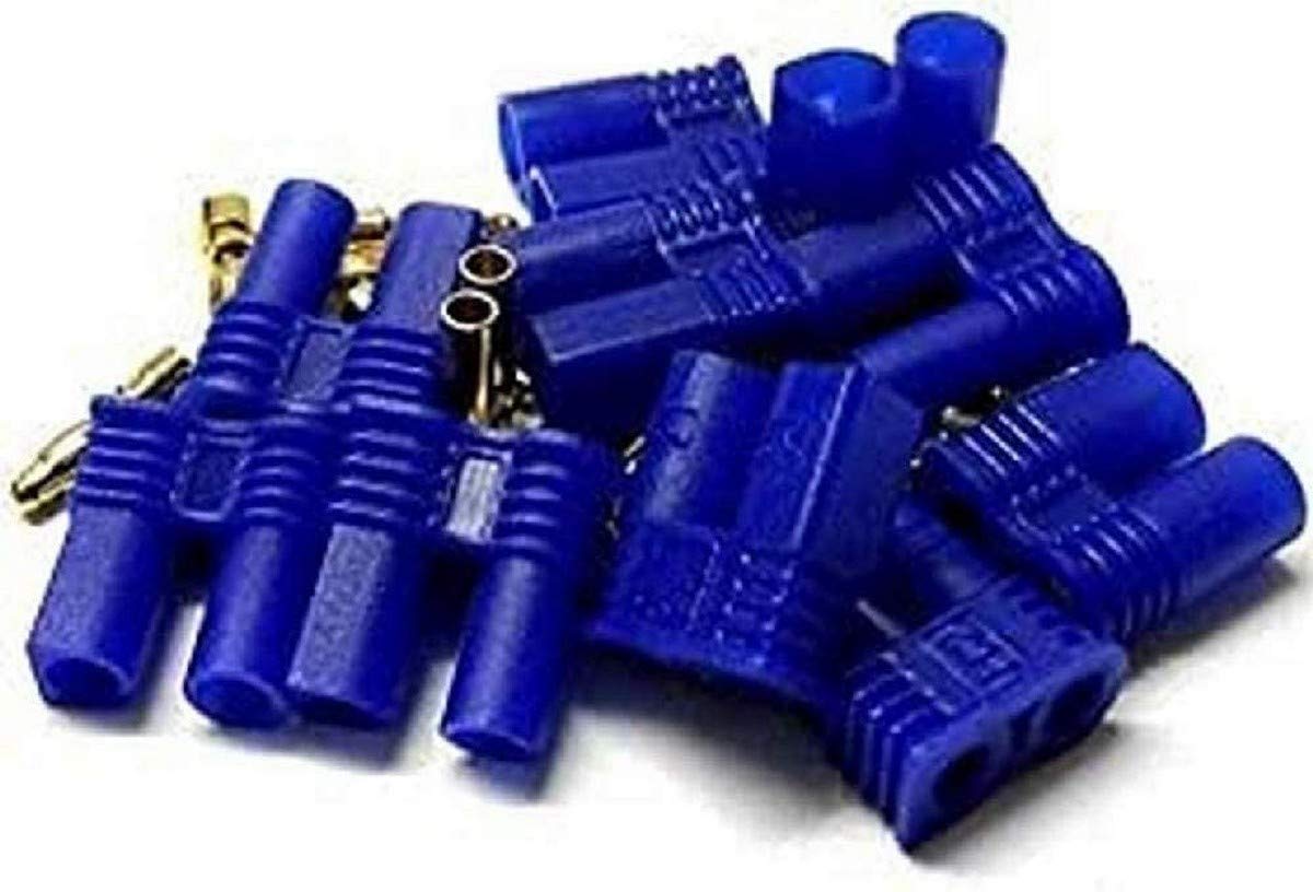 YUNIQUE GREEN-CLEAN-POWER - EC3 Connectors 5 Pairs Male-Female | For Lipo Batteries RC Modeling | Compatible with Car Stereo and RC Helicopters, Blue, Plastic