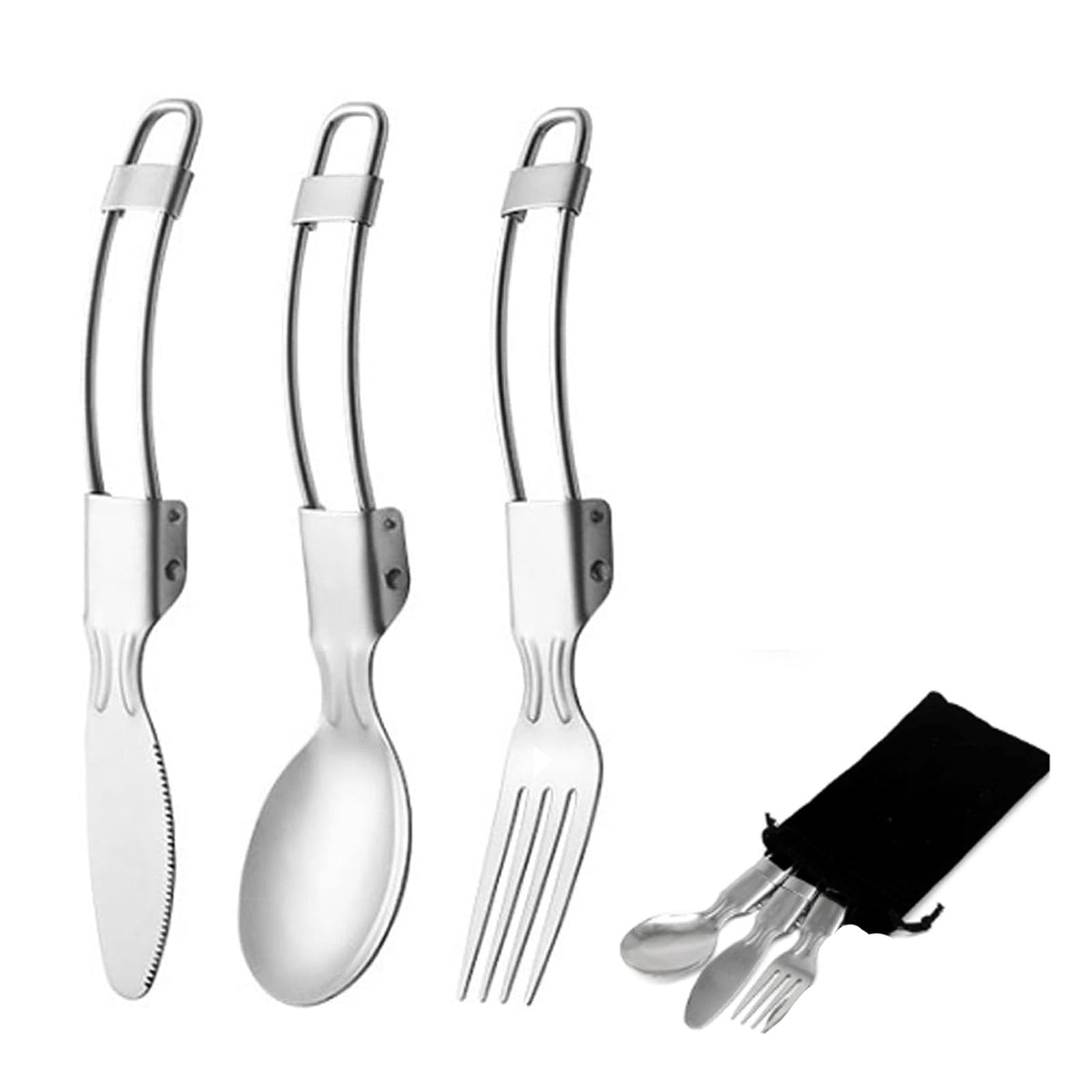 Folding Cutlery, Folding Spoon, 3 in 1 Camping Cutlery, Camping Cutlery, Folding Forks and Spoons, Stainless Steel Folding Cutlery, Portable Cutlery, Camping Cutlery