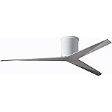 Matthews EKH-WH-BW Eliza 56" Outdoor/Indoor Damp Locations Hugger Ceiling Fan with Remote Control & Wall Control, 3 Blades, Gloss White
