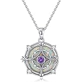 ADLSTIGH Opal Compass Necklace for Women Opal Necklace for Women Sun Moon Star Pendant 925 Sterling Silver North Star Anniversary Birthday Gifts Jewelry for Her