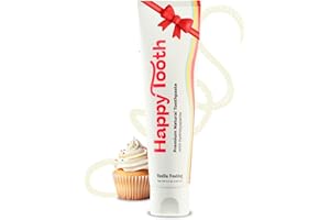 Happy Tooth Hydroxyapatite Toothpaste, Fluoride Free, Natural Whitening for Kids, Toddlers and Adults, SLS Free, Enamel Safe, Dentist Formulated with Clean Ingredients, Vanilla Frosting Flavor, 3.4oz
