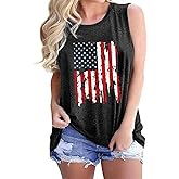 American Flag Tank Tops Women Patriotic Shirt 4th of July Top Stars Stripes Print Sleeveless T-Shirt USA Flag Tee Tops