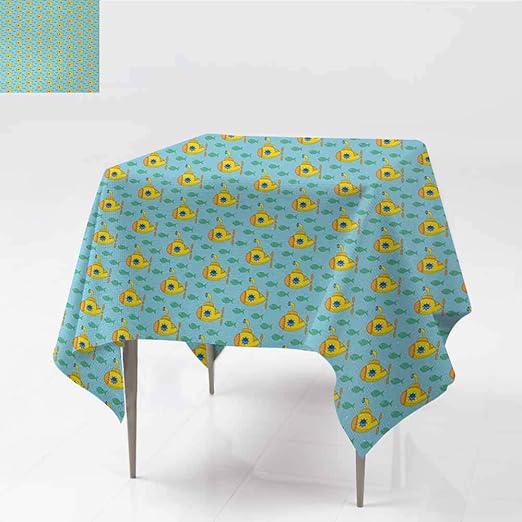Diycon Nappe Anti Poussiere Motif Aqua Jaune Avec Petit Poisson