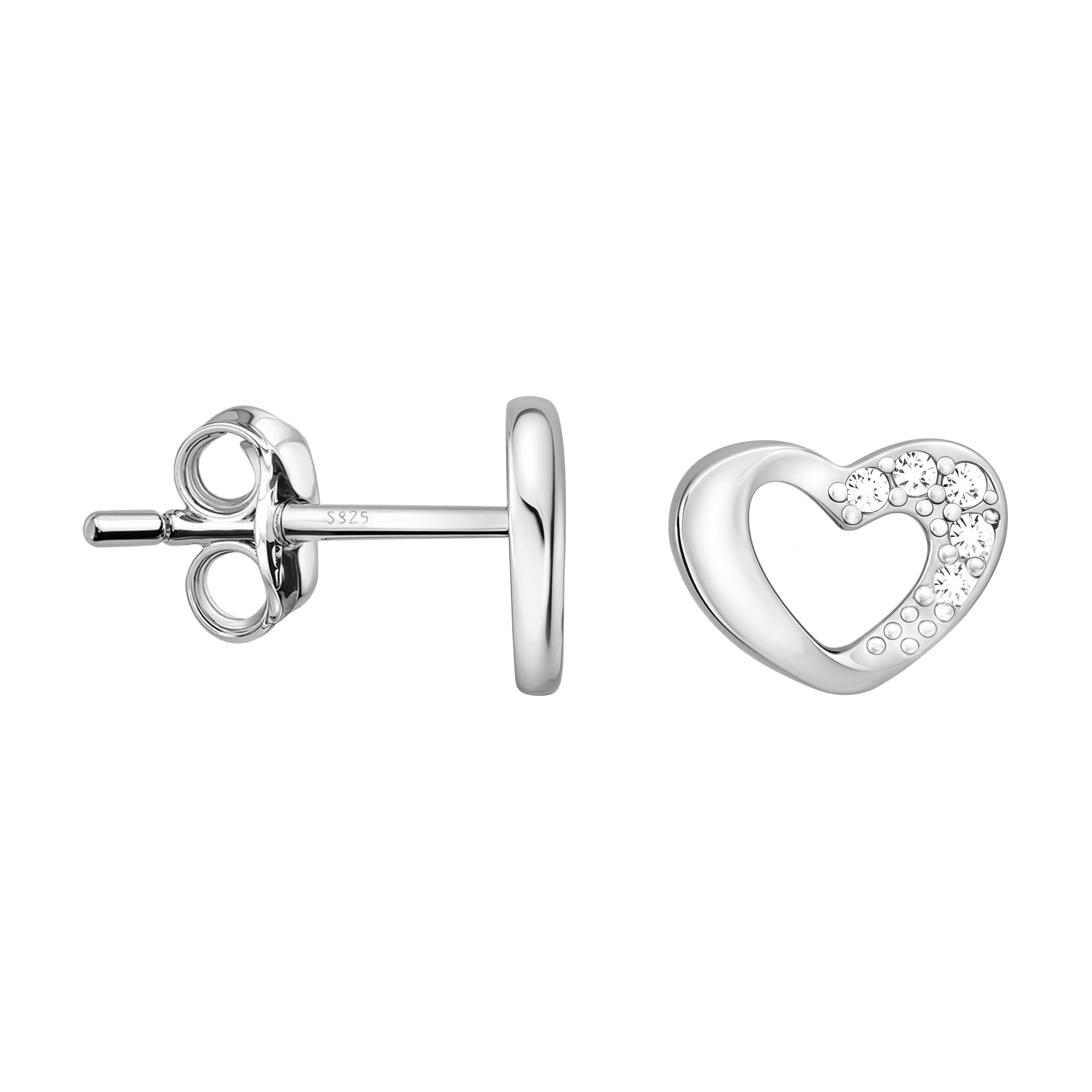 SOFIA MILANI - Women's Earrings 925 Silver - with Zirconia Stones - Heart Stud Earrings - 20851