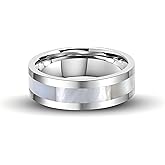 SingTam Titanium Wedding Bands with Mother of Pearl Inlay 6mm for Everyday Wear Comfort Fit Engagement Ring for Men Women