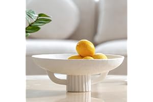 White Resin Decorative Bowl for Boho Modern Home Decor, 11.2" Large Elegant Pedestal Kitchen Fruit Bowl/Key Holder/Potpourri 