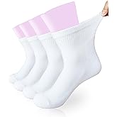 Women's Diabetic Ankle Socks Super Wide for Swollen Bariatric Feet, Neuropathy Non Binding Sock 4 Pairs